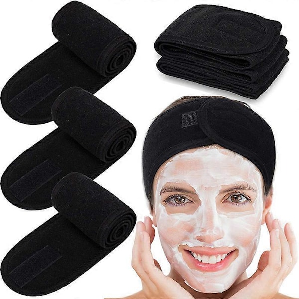 30-pack Spa Pannband Spa Ansiktsbehandling Pannband Spa Pannband Bulk för Tvätt Ansikte Smink Pannband för Dusch Bad Sport Wrap black
