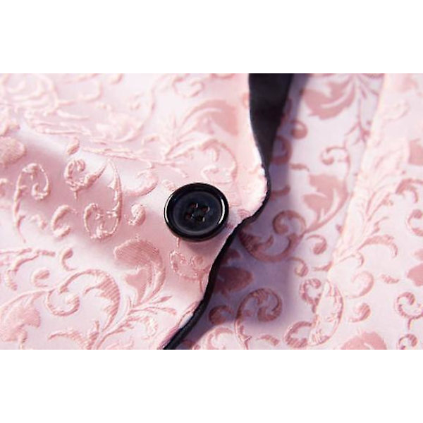 Herre Blomstret Revers Blazer Jakkesæt Print Dinner Smokingjakke pink l