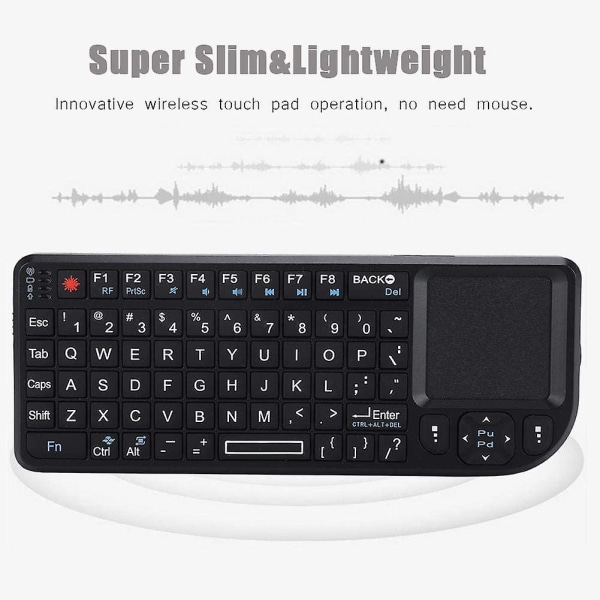2,4 GHz trådlöst tangentbord med styrplatta, supertunt och lättviktigt, laddningsbart, ultratunt, USB-tangentbord med bakgrundsbelysning, plug and play, passar för HTPC, för PS3/4