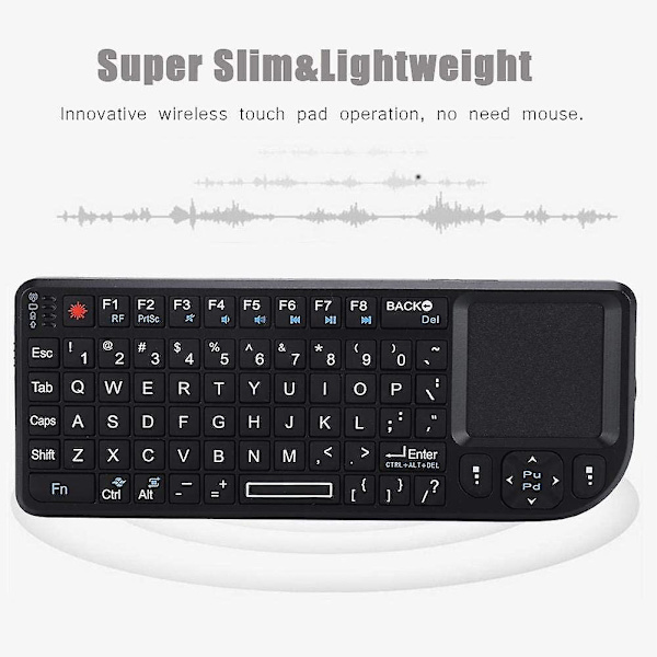 2.4 GHz trådløst tastatur med touchpad, supertynt og lett oppladbart ultra mini tynt USB-tastatur med bakgrunnsbelysning, plug and play, passer for HTPC, for PS3/4