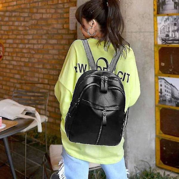 Kvinnor PU Läder Ryggsäck Utomhus Resa Packsack Daglig Skola Casual Väska