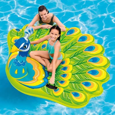 Uppblåsbar påfågelbåt pool float för barn, uppblåsbar båt pool float