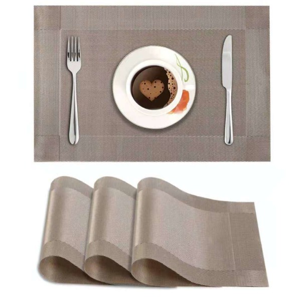 Underlägg set om 8 PVC bordsunderlägg tvättbara värmebeständiga halkfria värmeisolering för kök och matsal 45CM x 30CM grå