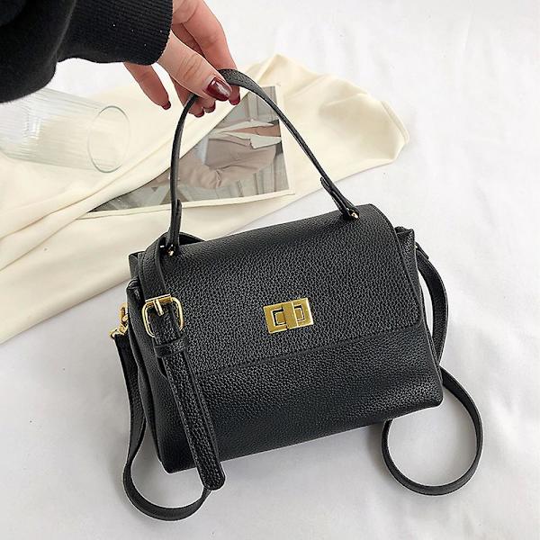 Retro Klassinen Kukkaro Clutch Laukku Pu Käsilaukku Piilotetulla Soljella Sopii Naisille. black