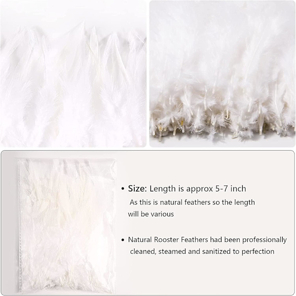 100 stk. Hvide Sadel Hackle Hane Fjer Løse Bulk 5-7 Tommer 12-17 cm Til DIY Drømmefanger Dekoration Naturlig Sadel Hackle Hane Fjer