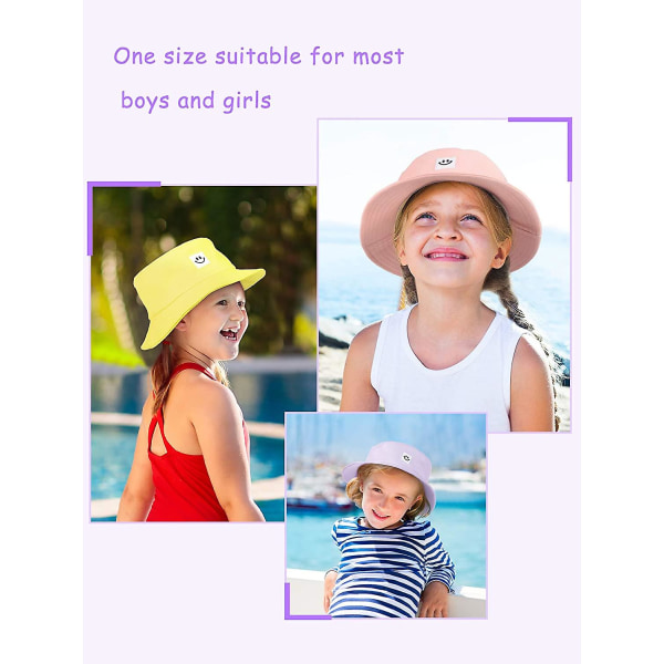 3 stycken Kids Smile Face Bucket Hats, Summer Travel Hink Sun Beach Hats Outdoor Visir Cap För Pojkar Flickor