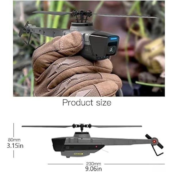 2.4G Fjernstyret Helikopter med 1080P Kamera, RC ERA 4CH 6-Akset Gyro, Altitude Hold, Optisk Flow Lokalisering, Flybarless RTF Helikopter