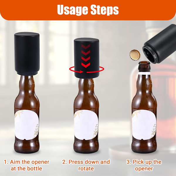 2 stycken automatisk flasköppnare, magnetisk ölflasköppnare , kapsellyftare, push, kökstillbehör push up ölöppnare, gåva för män och ölälskare