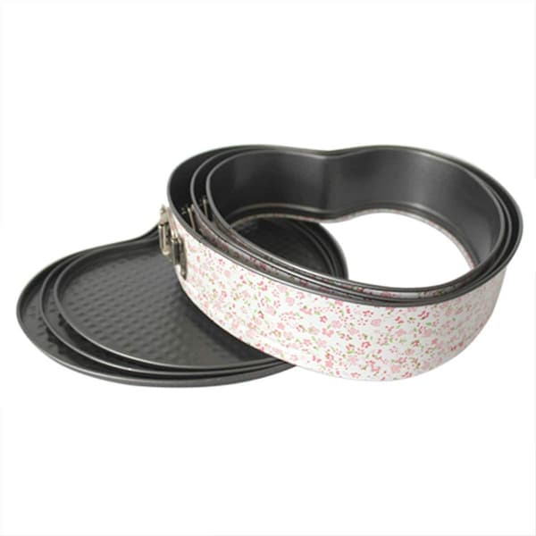 Sett med 3 Non-stick Hjerte Springform Pannon-stick Ostekake Hjerteformede Kakeformer DIY Hjerte Bakeformer
