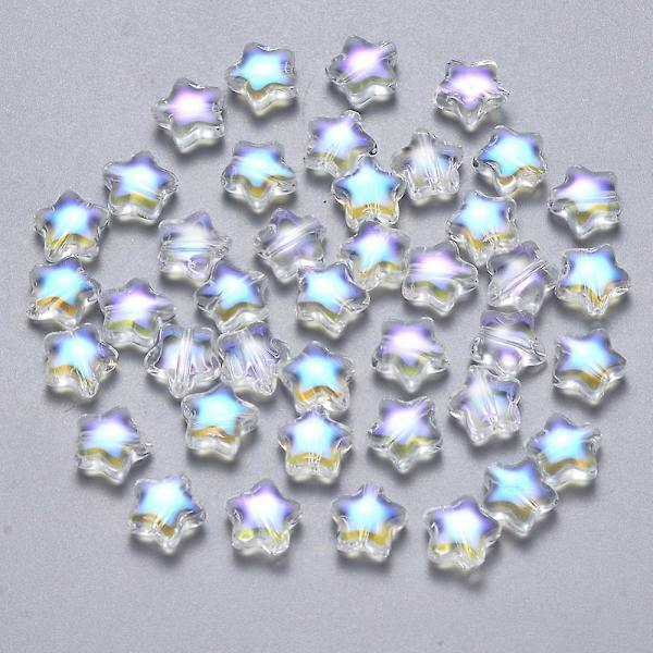 Läpinäkyvät spraymaalatut lasihelmet AB-väripinnoitetut tähti kirkas AB 8x8,5x4mm Reikä: 1mm