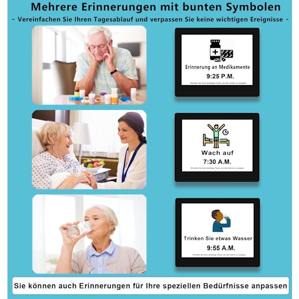 Elektronisk Dag Datum Kalenderklocka, Icke-förkortad Dag Datum, Stor Klocka för Seniorer med Demens, Alzheimers Sjukdom, med Fjärrkontroll svart