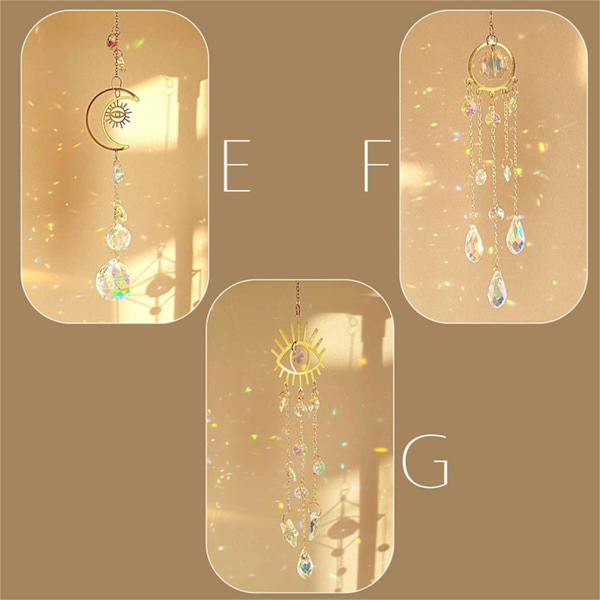 1 st Kristallsolskydd, Ljusfångare, Boho-dekor, Måneont Ögonfönsterprisma, Häxdekor, Inflyttningspresent, Indie Room Dcor C