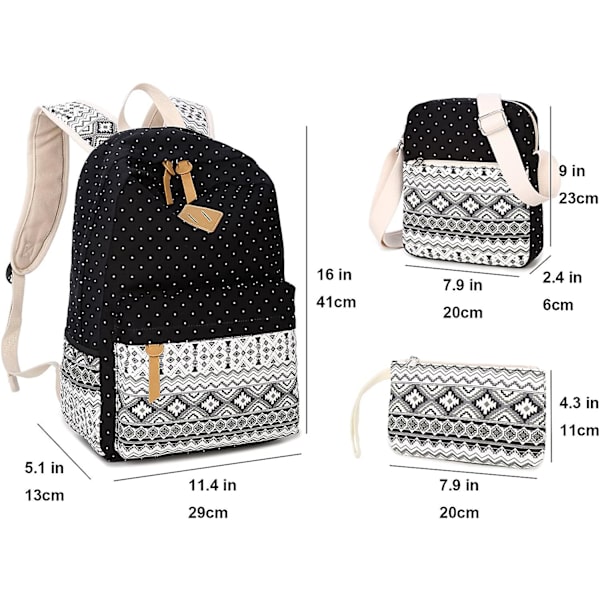 Goldwheat Canvas Skolesekk Casual Laptopveske Skulderveske for Tenåringsjenter Gutter