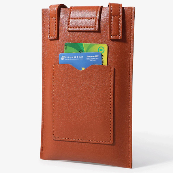 Mobiltelefon plånbok tunn kropp mini messenger väska spänne stängning present till flickor damer Brown