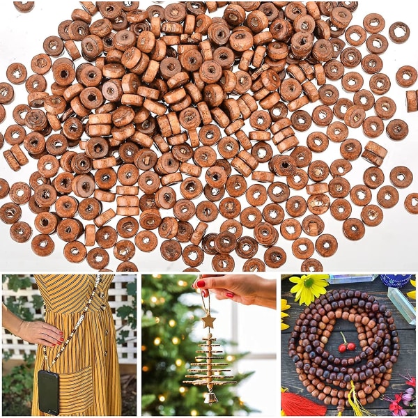 1000 st Acsergery present trä kaffe platt runda lösa pärlor för handgjorda smycken armband