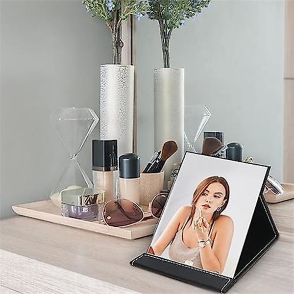 Sammenklappeligt Rejsespejl, Pu Bærbart Rektangulært Spejl White 21*15.2CM