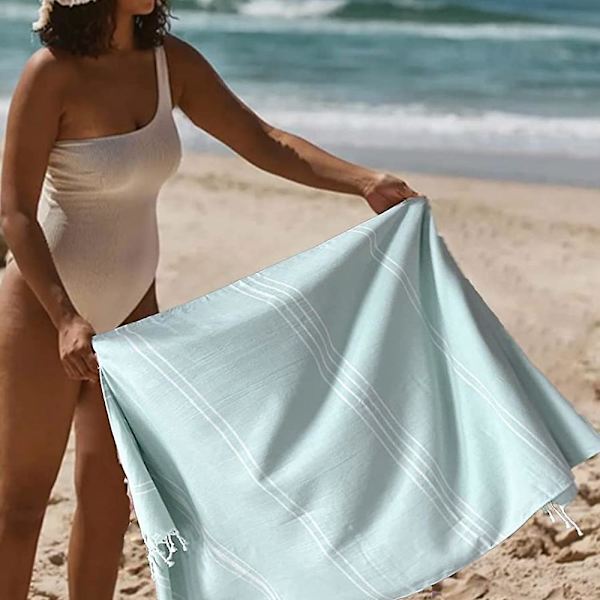Turkiskt strandlakan Överdimensionerat 90*180cm 100% Bomull Sandfritt  Simhandduk Lätt Reshandduk Light green