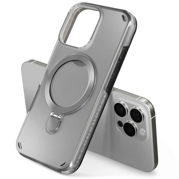 MagSafe-deksel for iPhone 16 Pro Støtsikkert med sammenleggbart stativ, svart