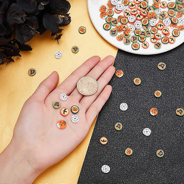 1Ask 1 Ask 200 st 5 Stilar Halloween Cabochons Harts Ornament Spöke Pumpa Bat Keps Platta Bak Sida Skrapbok Dekoration Charms för DIY Brosch Örhänge D