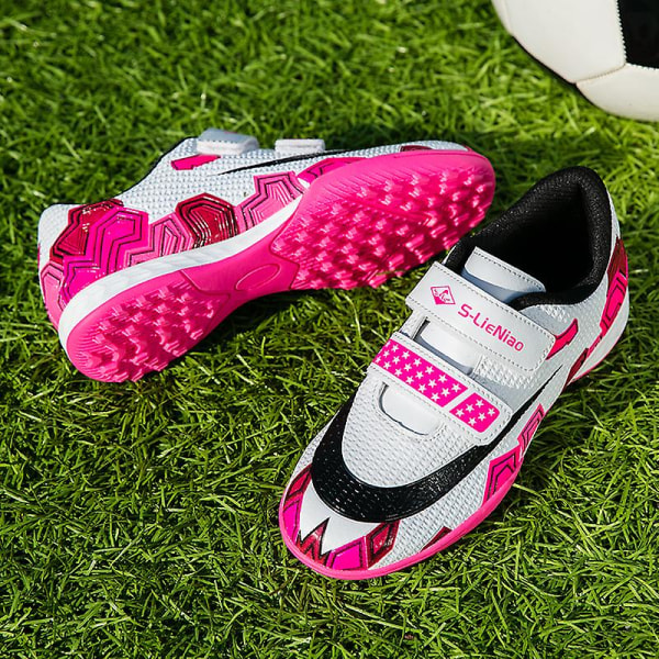 Fotbollsskor för barn Halkfria fotbollsskor Klossar Gräs Fotbollssneakers 901 Pink 31