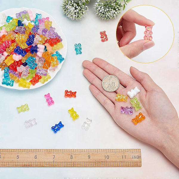 144 kpl 18 värin karhu hartsi cabochons karkki nalle litteät takaosat sarjakuva cabochon värikkäät karhu amuletit
