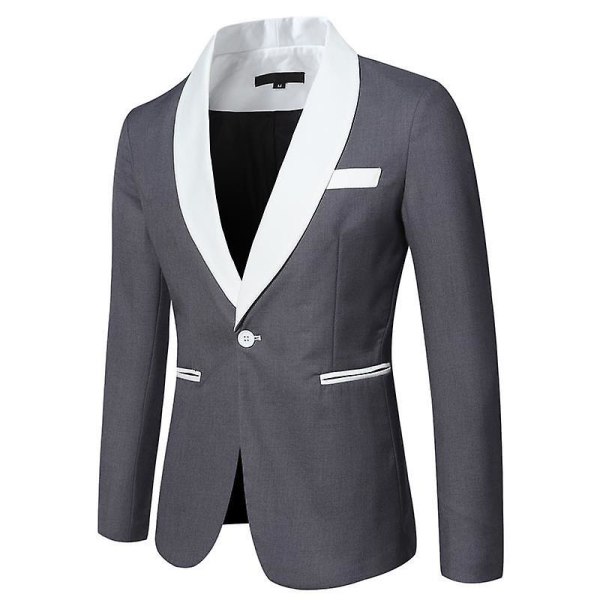 Herr Casual Blazer Jacka Slim Fit Stylish Kostymjacka Grey 2XL