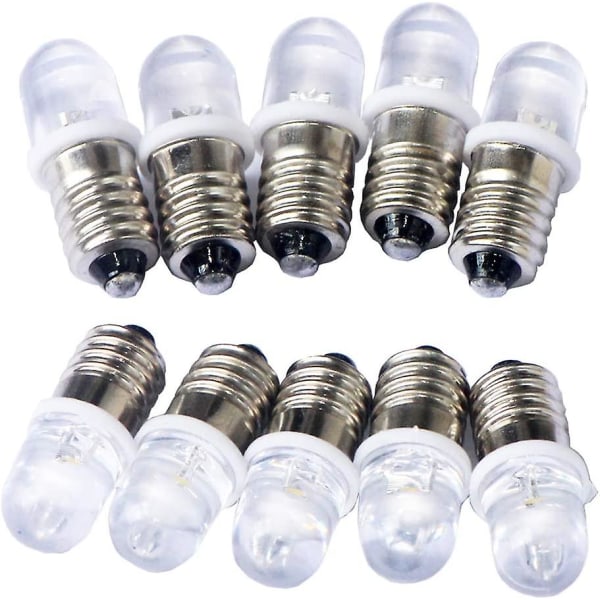 10 stk. E10 3v Spot LED Pærer Kold Hvid 6000k