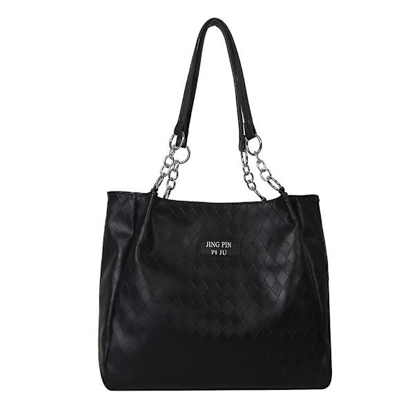 Stor PU læder håndtaske, egnet til pendling til undervisning, joker one-shoulder tote taske black