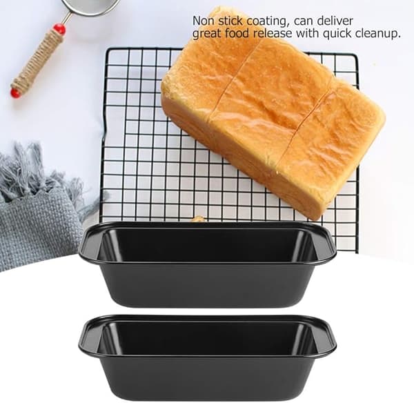 2 st kolstål rektangulär brödform non-stick beläggning brödform kakform för matlagning hemma (svart)