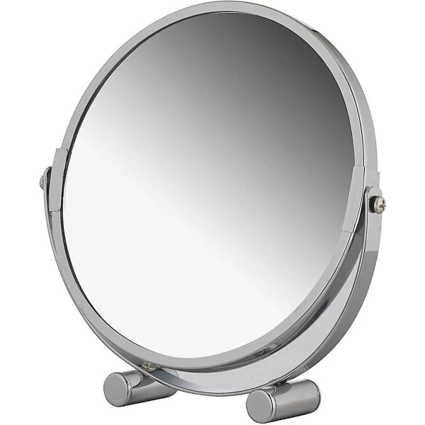 3x förstoring sminkspegel, dubbelsidig rak sminkspegel, krom bordsspegel badrum 360 vridbar stående spegel