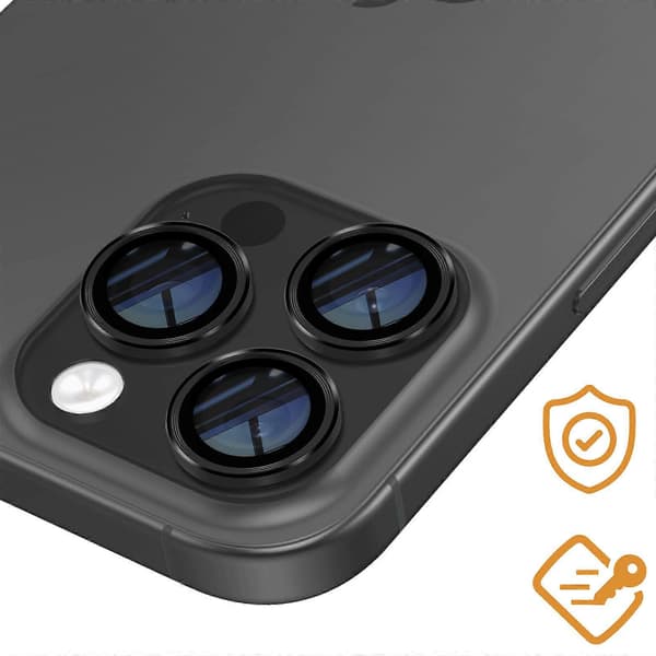 Hærdet Glas Kamera til iPhone 16 Pro Max Hårdhed 9H Anti-ridse, Sort
