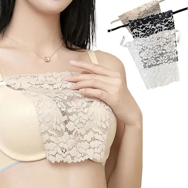 Spets Sekretess Anti Peep Osynlig BH, 3 st Klyvningsöverdrag för Låg Halsringning, Clip-on Mock Spets Camisole BH
