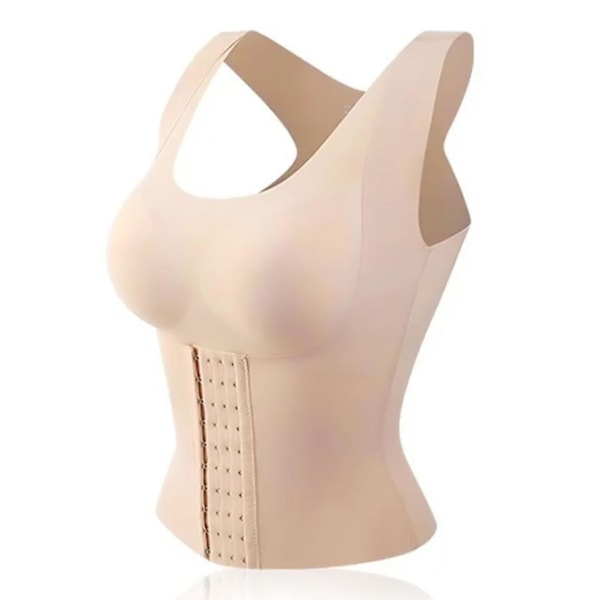 4 i 1 midjetränare bh kvinnor andningsbar shapewear bröststöd tank top XL Skin Color