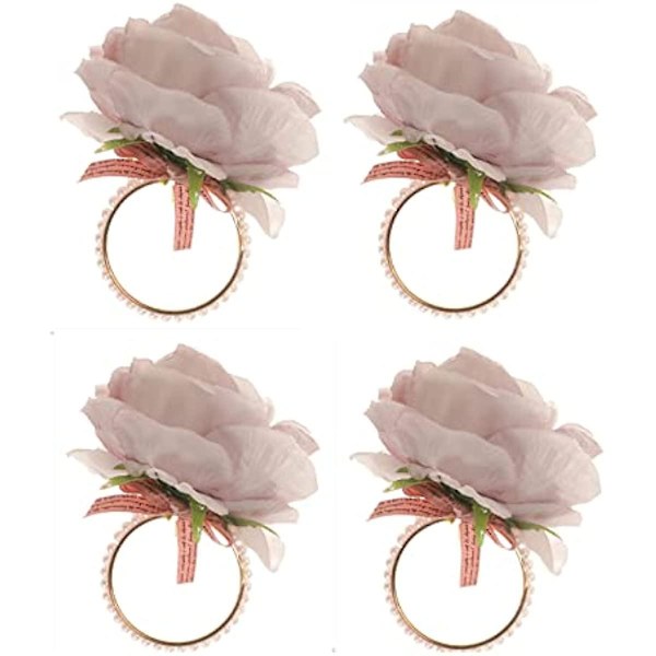 Qsdgfh Blomservett Ringar Set Om 8 Handgjorda Flerfärgade Ros Servett Ringar Hållare Med Silkesblomma Pärlspänne Bordsdekoration För Hemfest Bröllop Chr