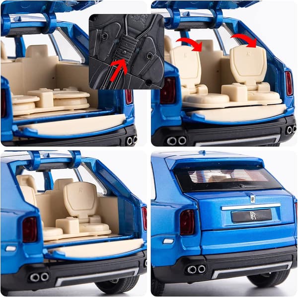 1/24 skala Rolls-Royce Cullinan SUV modelbil legetøj, zinklegering træk tilbage legetøjsbil med lyd og lys til børn drenge piger gave (blå)