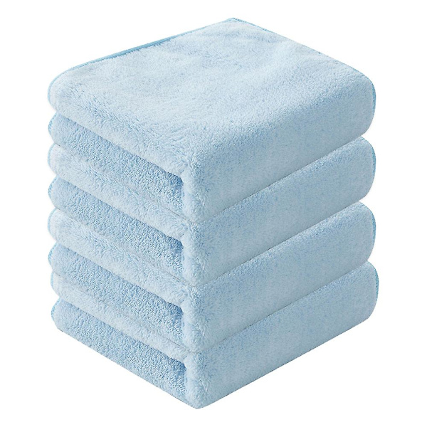 Ultra Bløde Badehåndklæder 4-pak (35 x 70 cm) - Hurtigtørrende - Koralfløjl Meget Absorberende Håndklæde blue