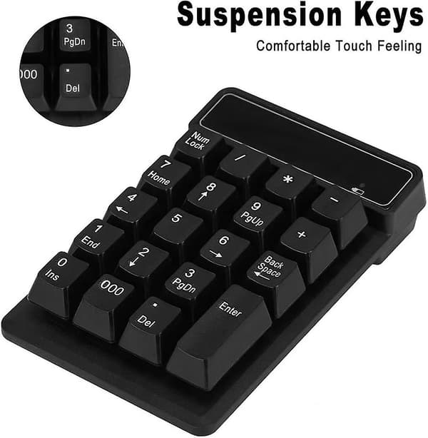 Numerisk tastatur, 19 taster Bærbart trådløst numerisk tastatur Bluetooth Numpad til computer bærbar, 10m Bluetooth-forbindelse, Lang arbejdstid