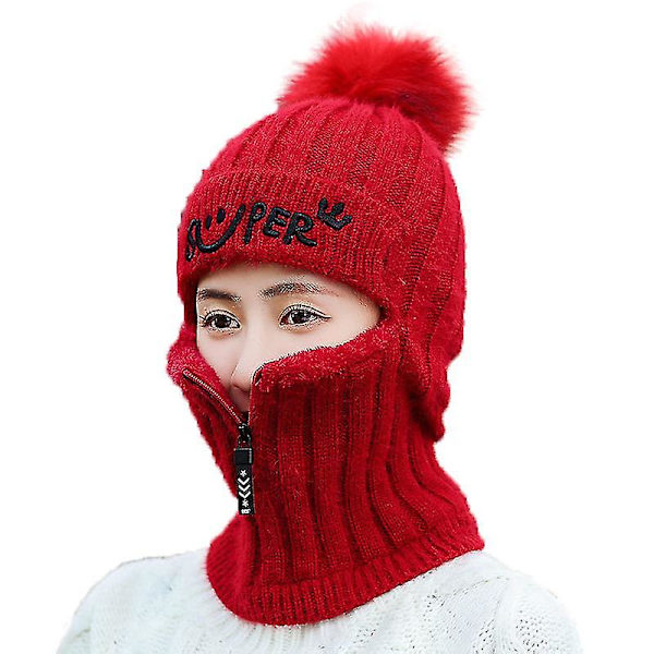 2-pack mössa dam vinter stickad öron skydd ull mössa varm tjock sammet koreansk version tidig höst och vinter ridning