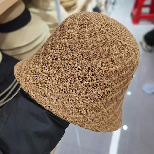 Dame Bucket Hat Mode Strikket Bomuld Hør Cloche Hat Ensfarvet Hæklet Hue Strandhat Strikket Hat Solhat Khaki