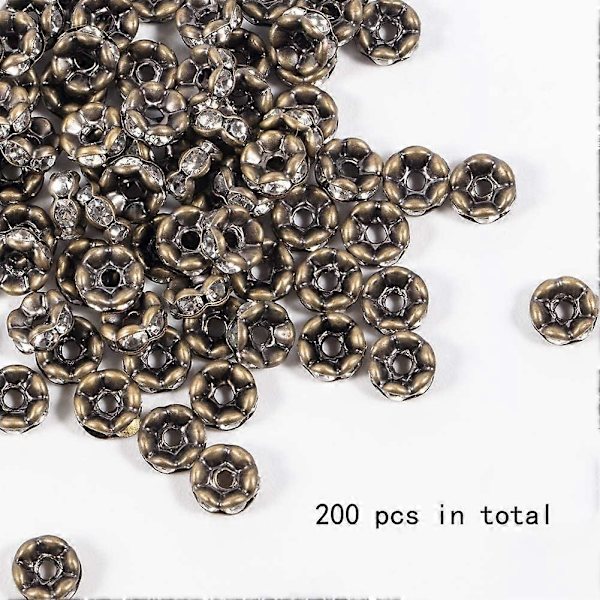 200 kpl 6 mm Kristallinen Tšekin Strassi Aaltoileva Välihelmi Antiikkipronssipinnoitettu Messinki Rondelle Välihelmet Korujen Valmistukseen
