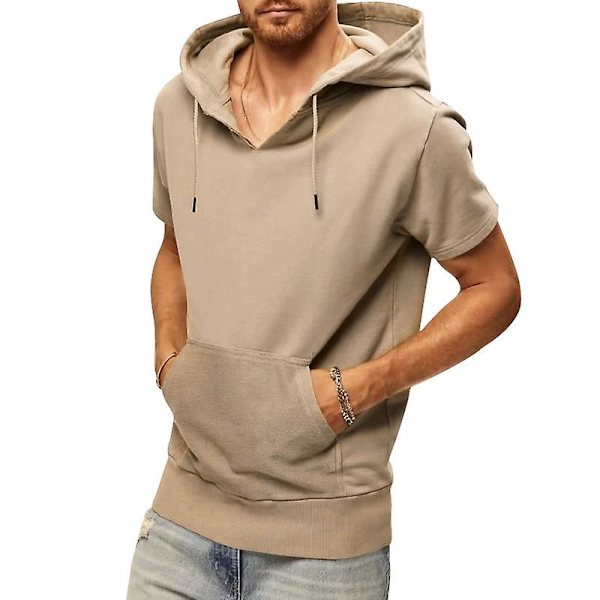 Atletiske hættetrøjer til mænd, trænings sweatshirt Khaki L