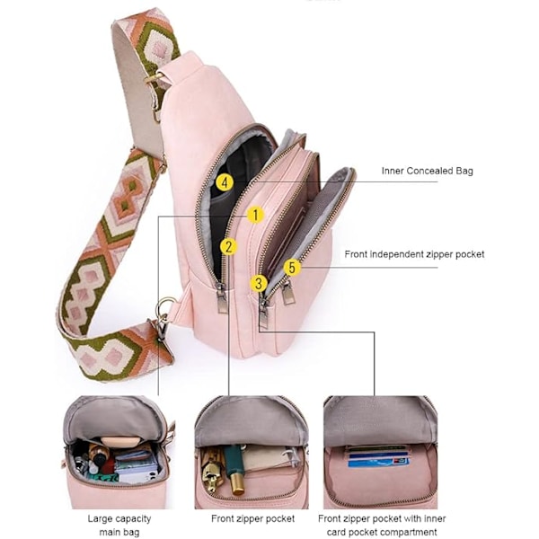 Crossbody väskor för kvinnor, trendig läderväska flera fickor midjeväska PU crossbody väskor bältesväska crossbody grå