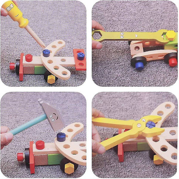 Verktygslåda Barn Trä Leksak Verktygslåda Verktyg För Barn 3 År Och Uppåt Pojkar Flickor Leksaker