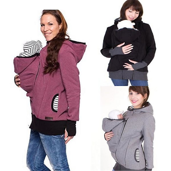 Hettegenser for gravide med kengurulomme for bæresele Grey XL