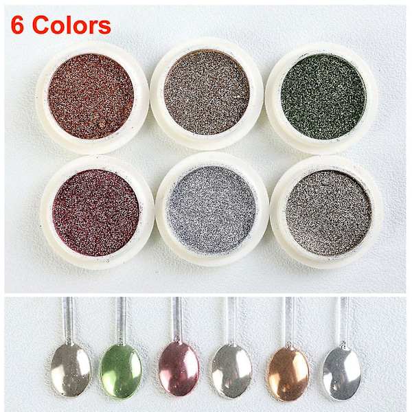Nagelkonst Highlight Magic Mirror Powder, 6-färgskombination, All-match-kombination style  style3