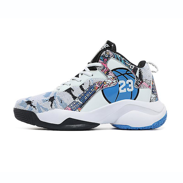 Mænds Basketballsko Letvægts Åndbare Vandresko Atletiske Mode Sneakers 3D9280 WhiteBlack EU 43