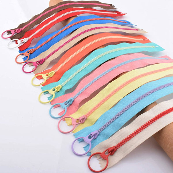 20 st 8-tums nylon dragkedjor, hartsdragkedjor, färgglada dragkedjor med lyftögla, sydragkedjor, tillbehör dragkedjor för DIY sömnad hantverk skräddare