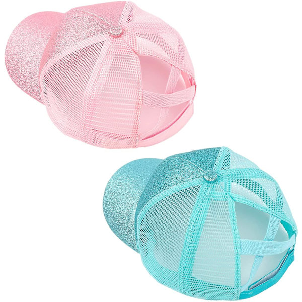 Flickor Glitter Ponytail Baseball Cap Criss Cross Baseball Hat Justerbar Hög Messy Bun Pony Cap Åldrar (7-14)