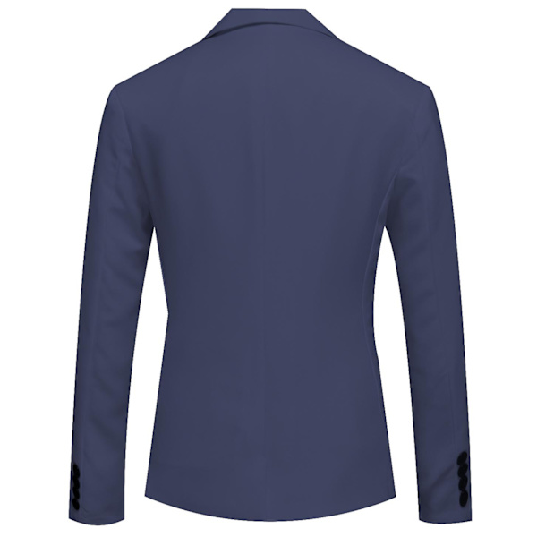 Herre Business Casual En Knapp Hakket Revers Ensfarget Blazer Dressjakke Navy blue XL