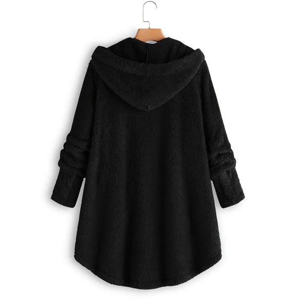 Termisk damejakke med knapper, varmt overtøj til efterår og vinter, dametøj black L